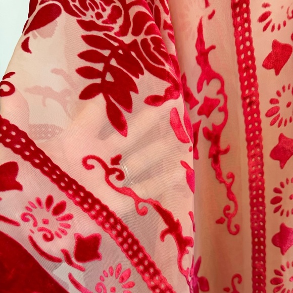 Free People Shawl, Coat, Tassel, Red/Cream, One Size - Picture 4 of 8